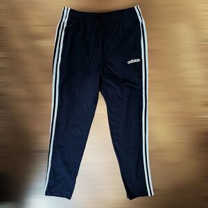 Adidas Black Pants M Men 3 Stripes Track Regular Inseam 31.5 Black with Pockets